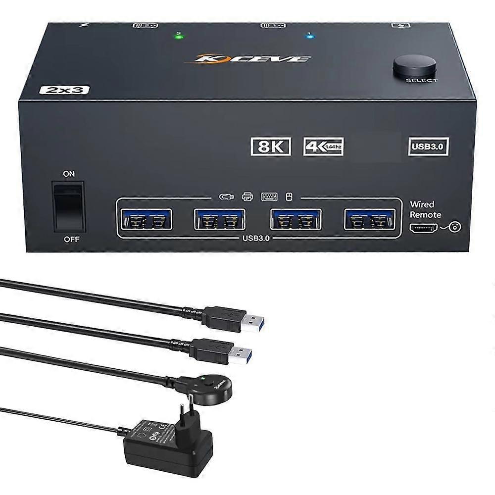 2 In 4 Out 8K 60Hz KVM Switch EU Plug