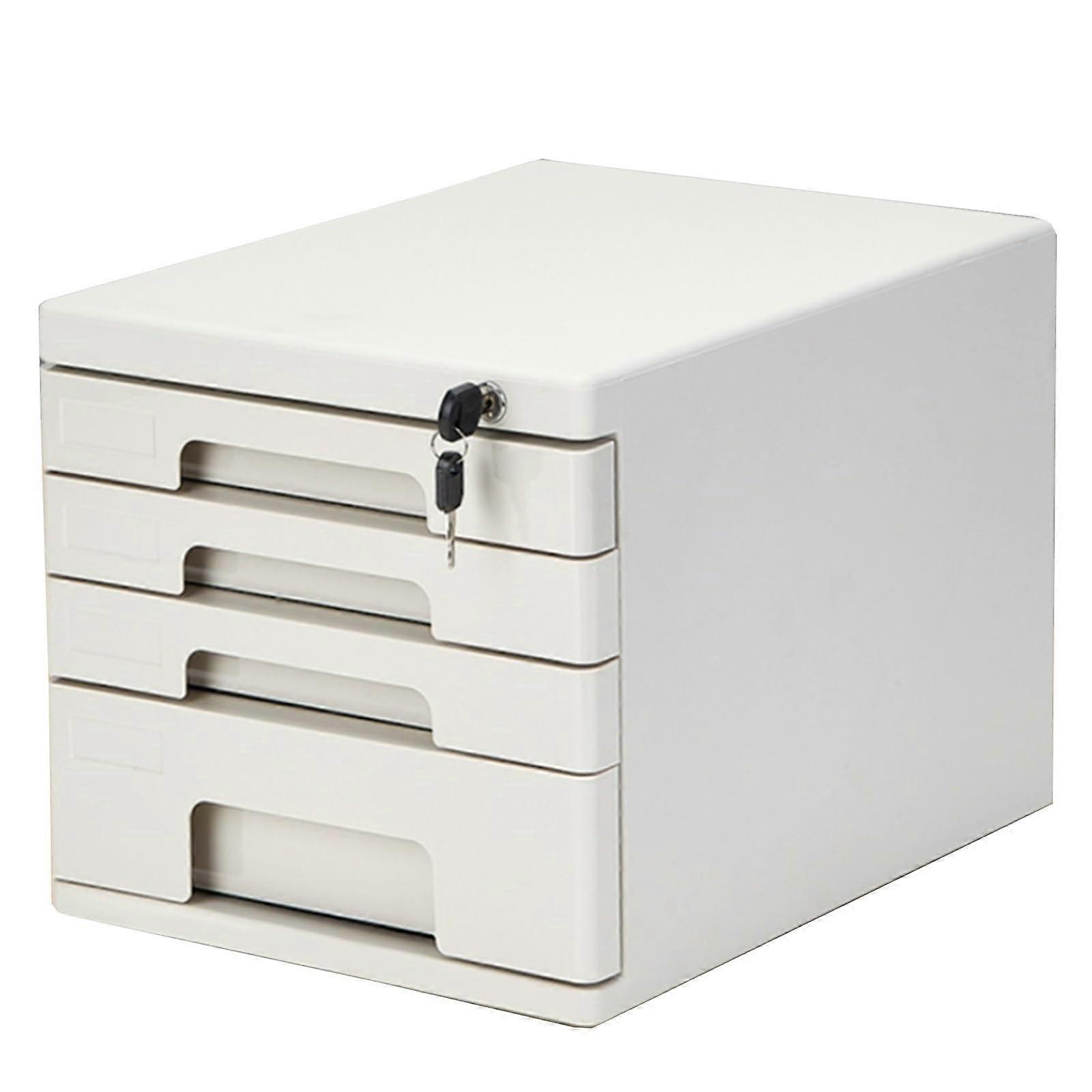 Lockable 4Layer File Cabinet A4 Documents, Desktop Storage, Grigio Gray, Home Office Classification And Archives