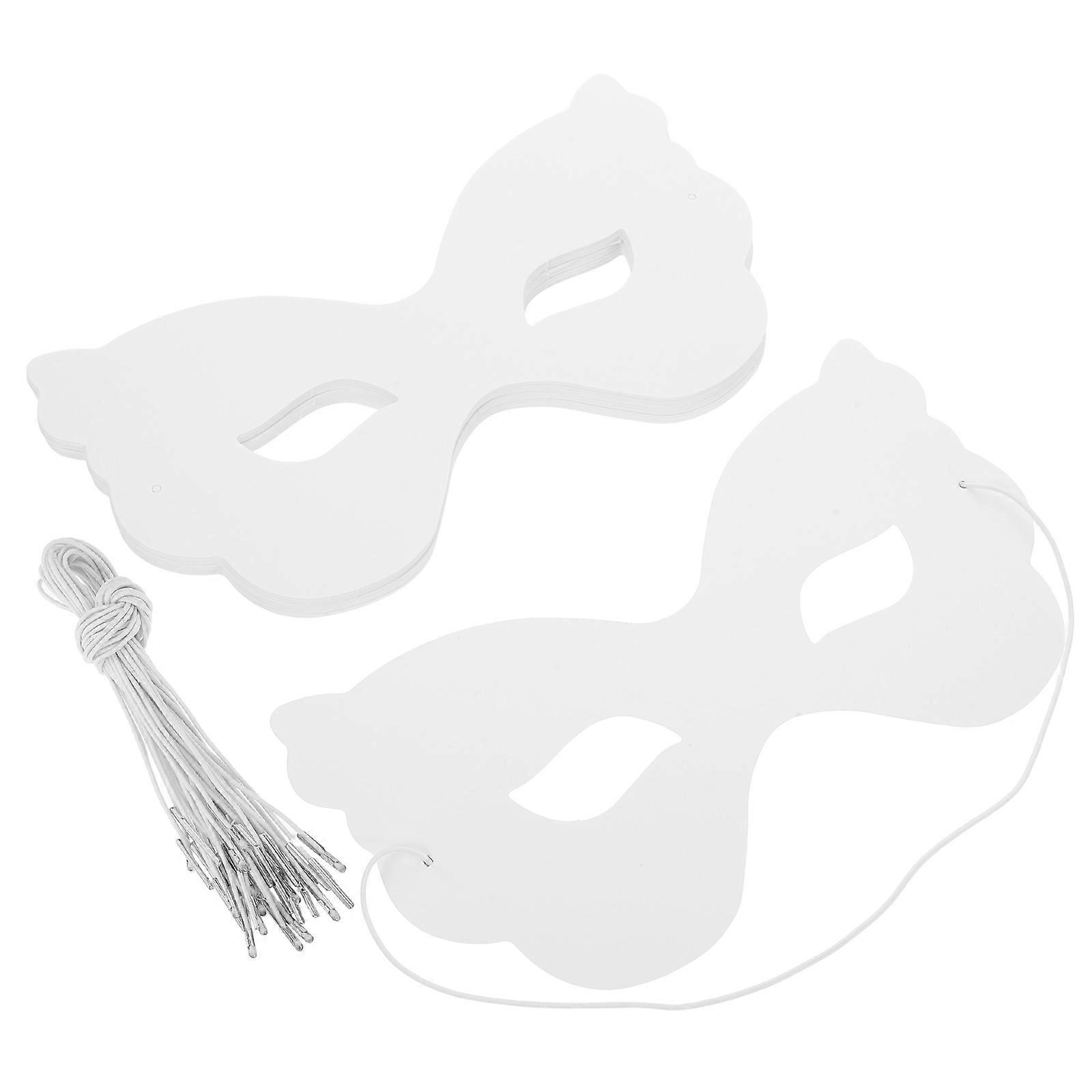 Masks for Crafts White Paintable Diy Mask for Art Projects Made from Paper Metal Elastic Cord 40Pcs