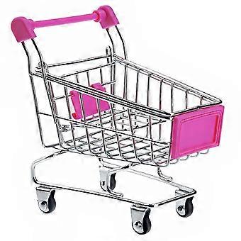Mini Winkelwagentje Vormige Opbergmand Desktop Organizer (Roze)