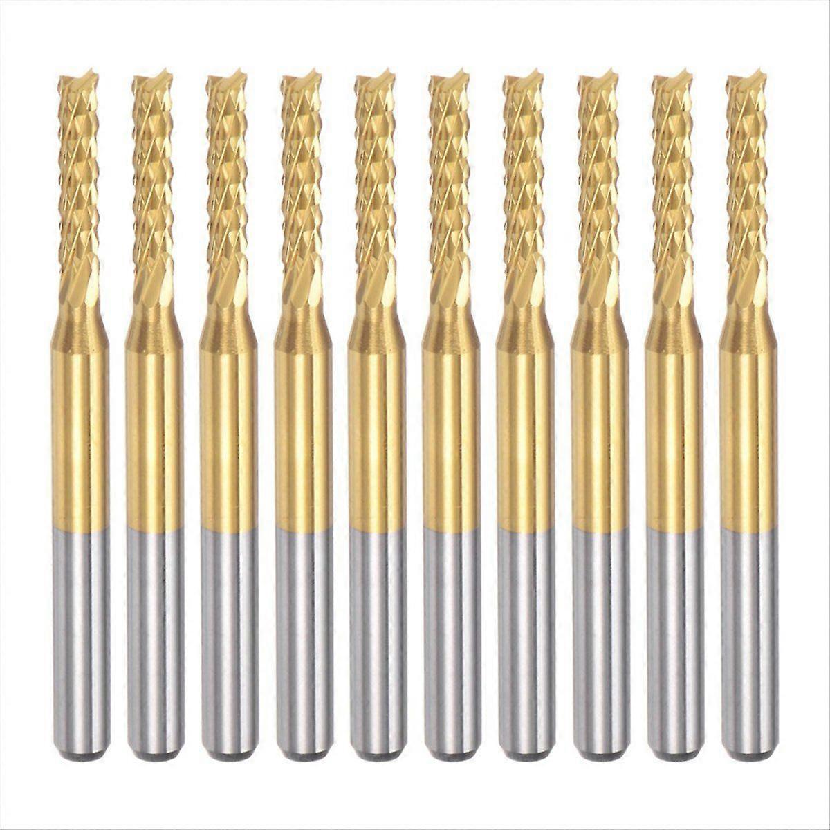 10PCS Titanium Coat Carbide For PCB Machine, 1/8 Inch Shank 2.2Mm