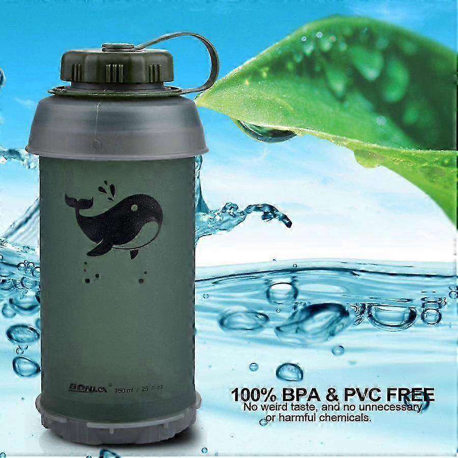 25-26 Portable Foldable 750ML Water Bottle – Soft and Collapsible, Military Green