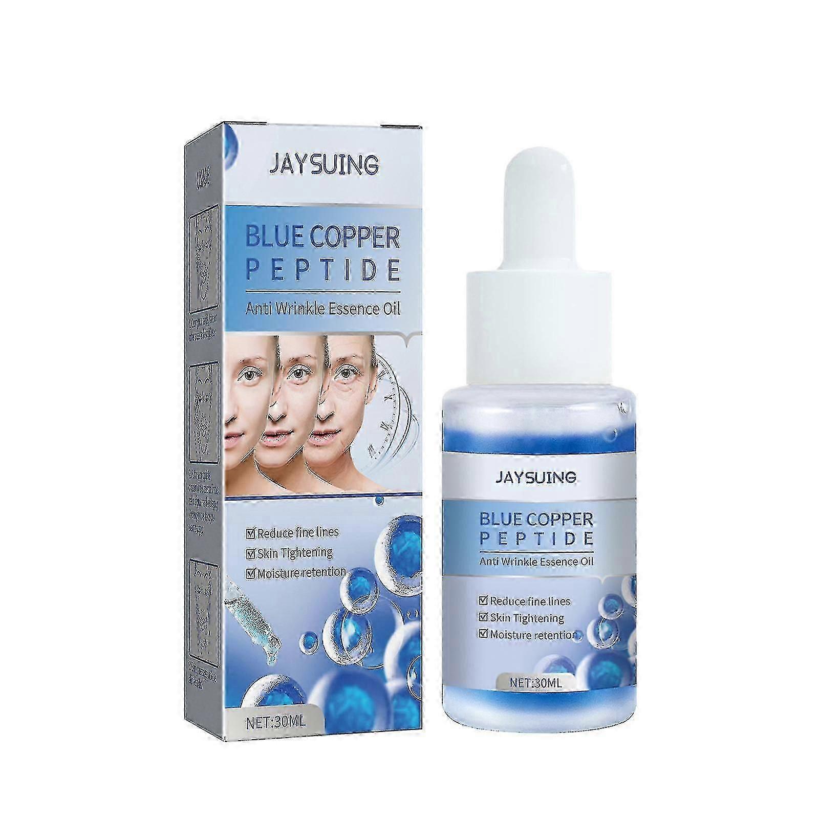 Jaysuing Blue Copper Peptide Anti-Wrinkle Essence שיקום עמוק עור הפנים מדלל קמטוטים מבהיר ממצק נגד קמטים -3566256354429