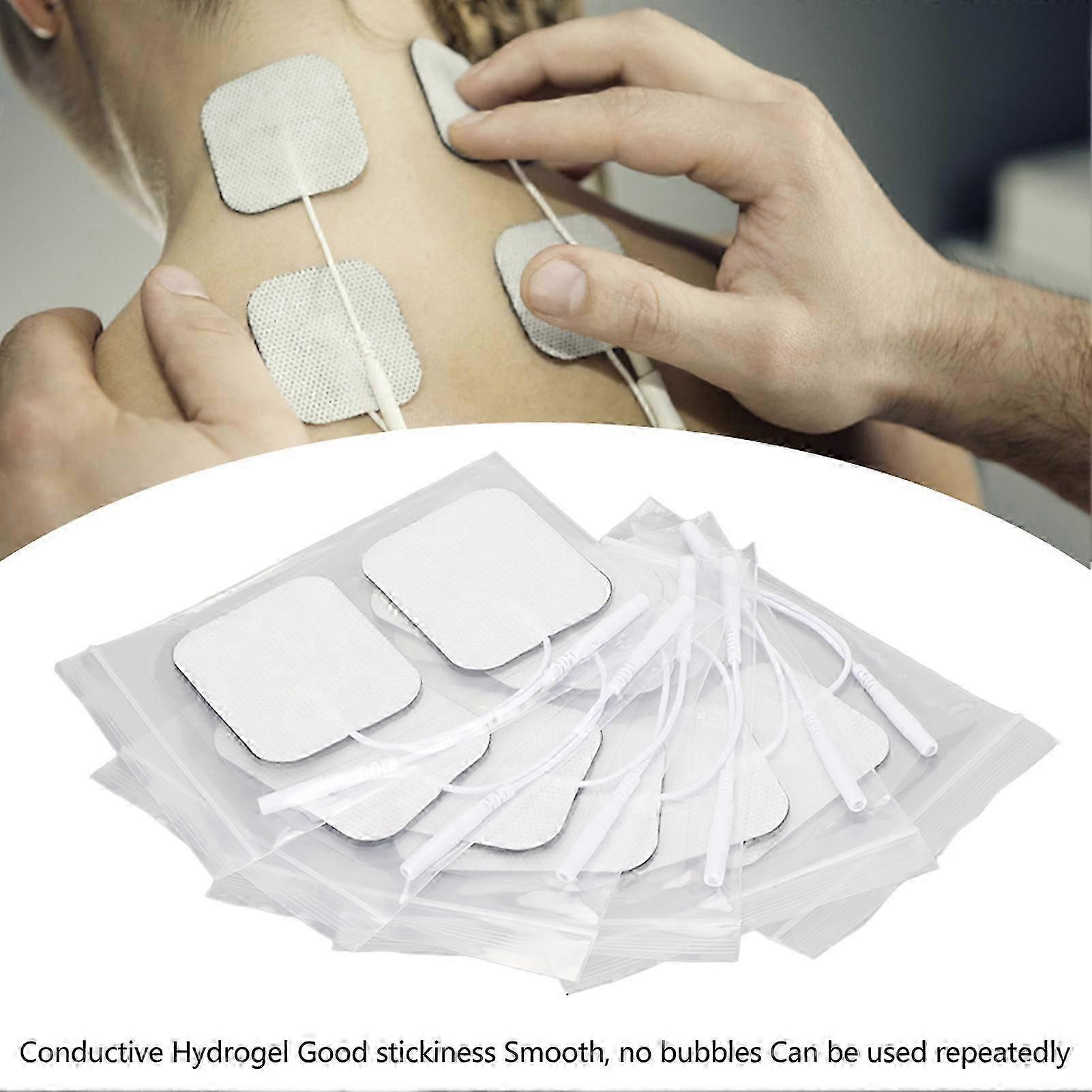 12Pcs/set Electrode Patch 2mm Rectangular Electrode Pad Self Adhesive Electrode Patch Replacement Accessory for TENS Machine