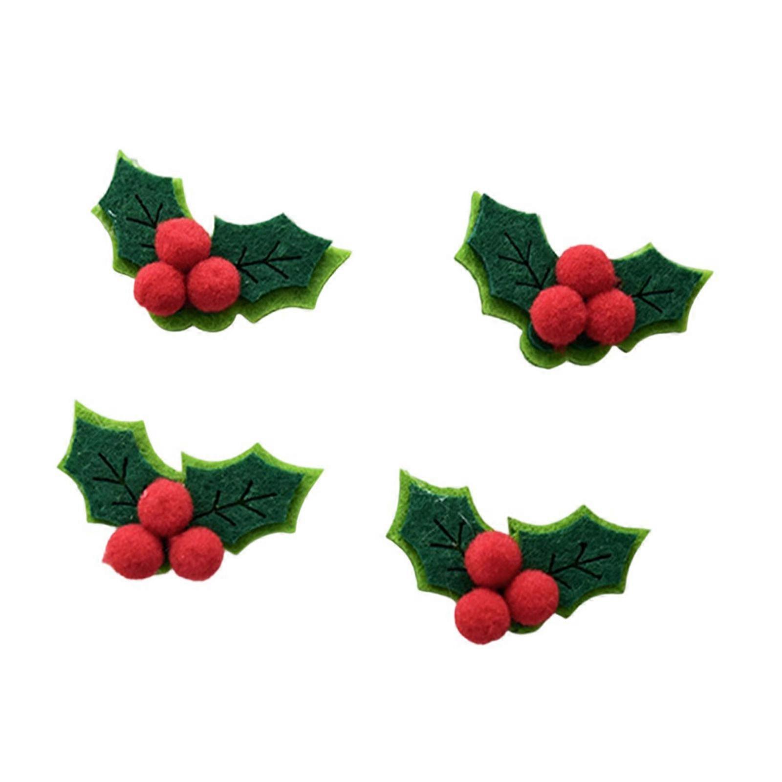 Set Of 4 Christmas Tree With Leaf Accessories Handmade Observance Multicolor