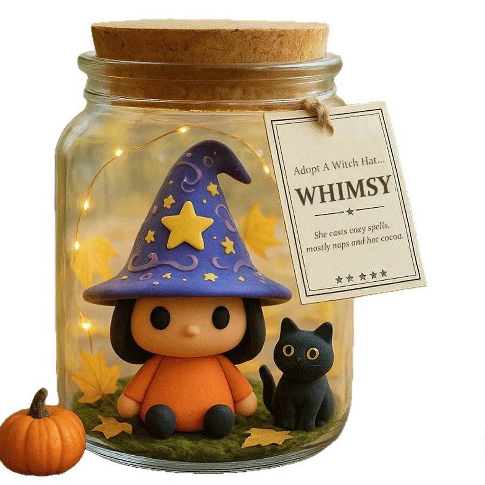 Halloween Themed Witch Hat Resin Jar Handcrafted Decoration Piece With Functional Storage Capacity For Event Multicolor