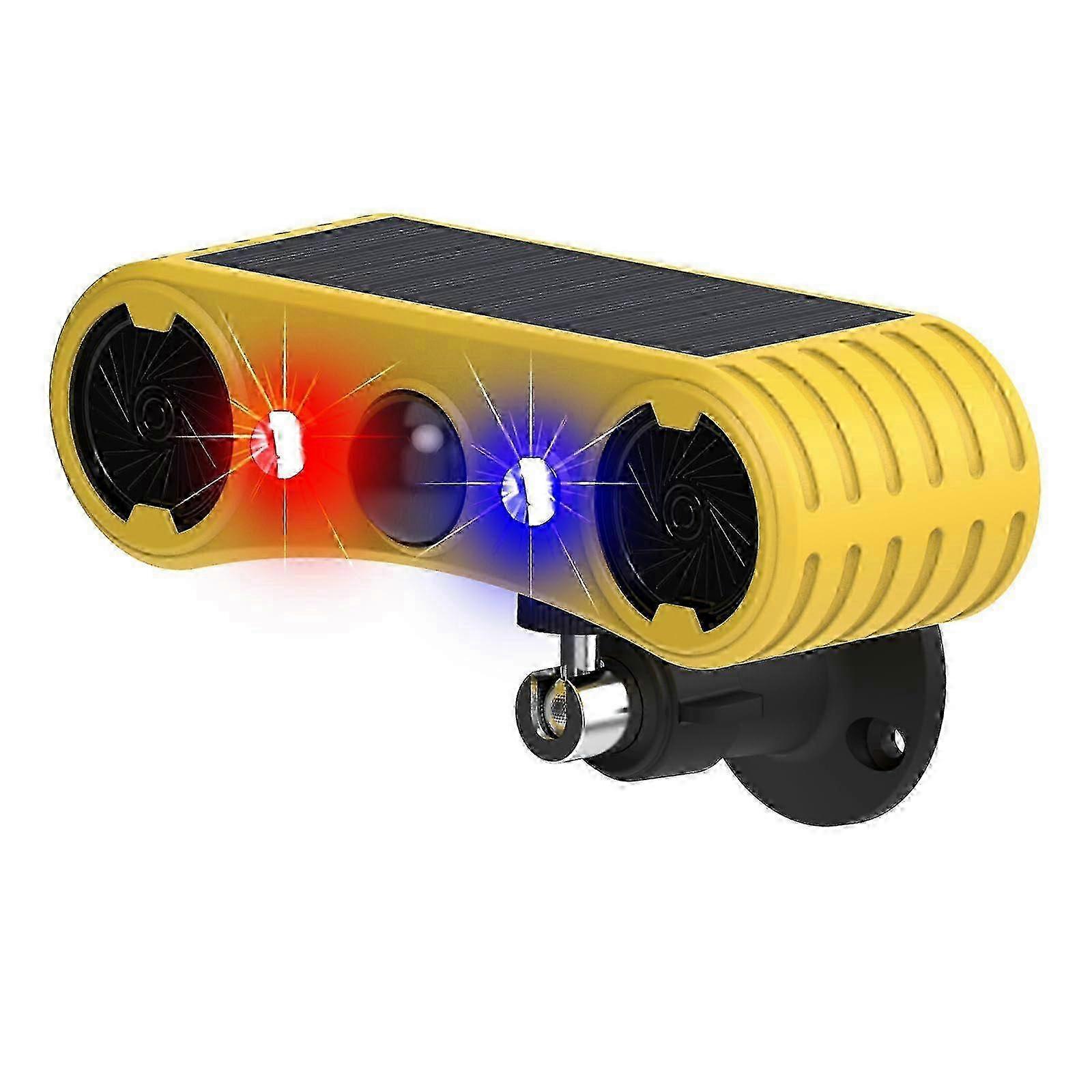 Outdoor Motion Sensor Alarm with Solar Power and 13 Different Sounds: Activated Noise Maker & Strobe Light for Homes, Cottages & Farms