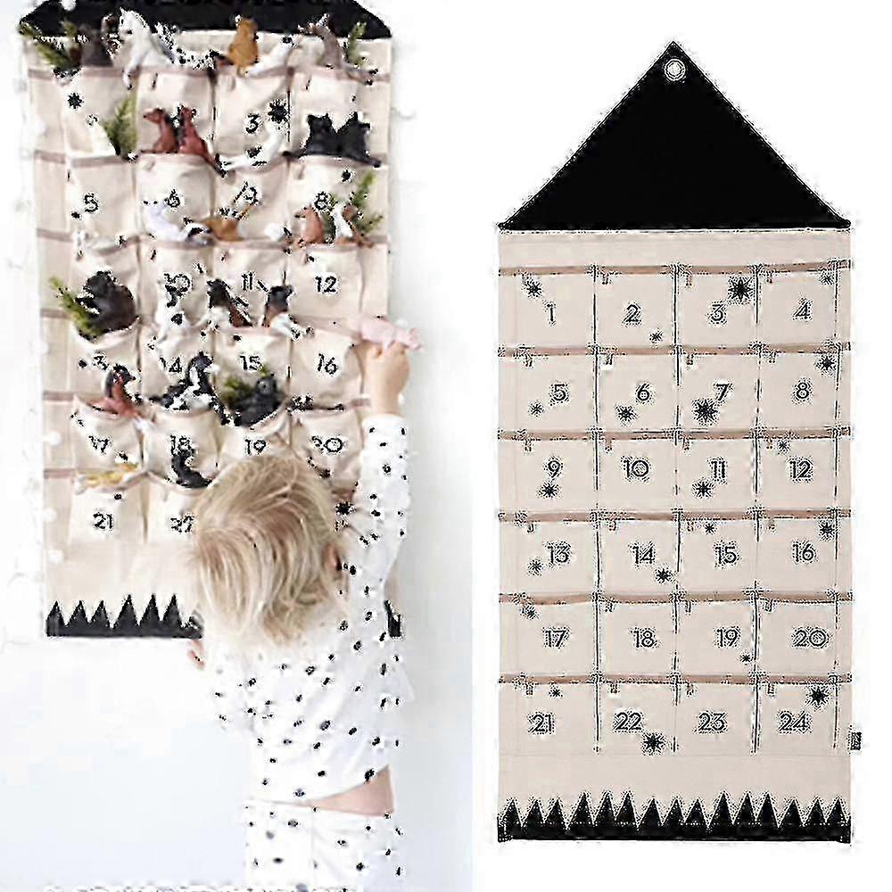 24 κρεμαστές τσάντες αποθήκευσης τοίχων πλέγματος Advent αρχική διακόσμηση ημερολογίου