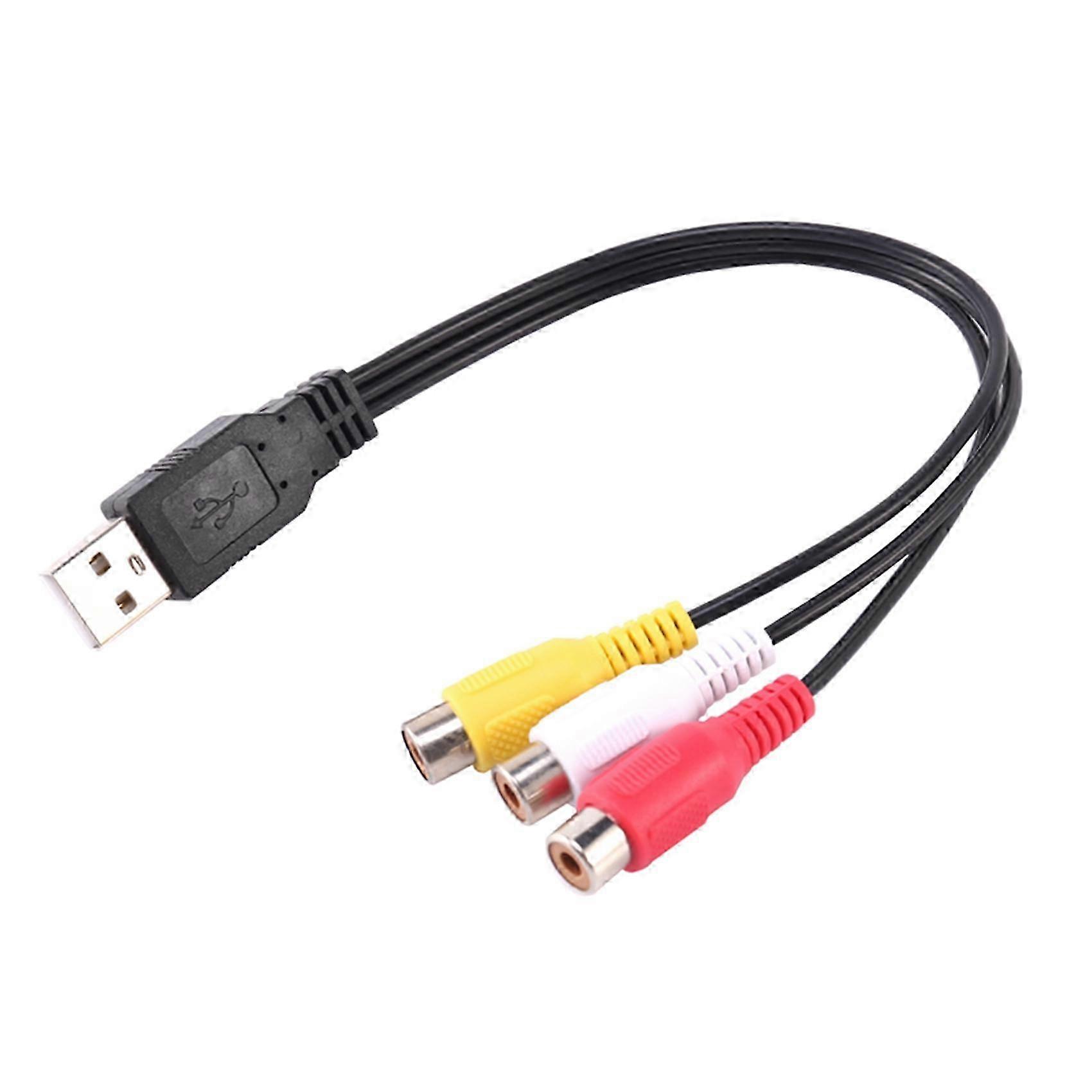 AVケーブル接続用のUSBオス-3 RCAメスアダプター