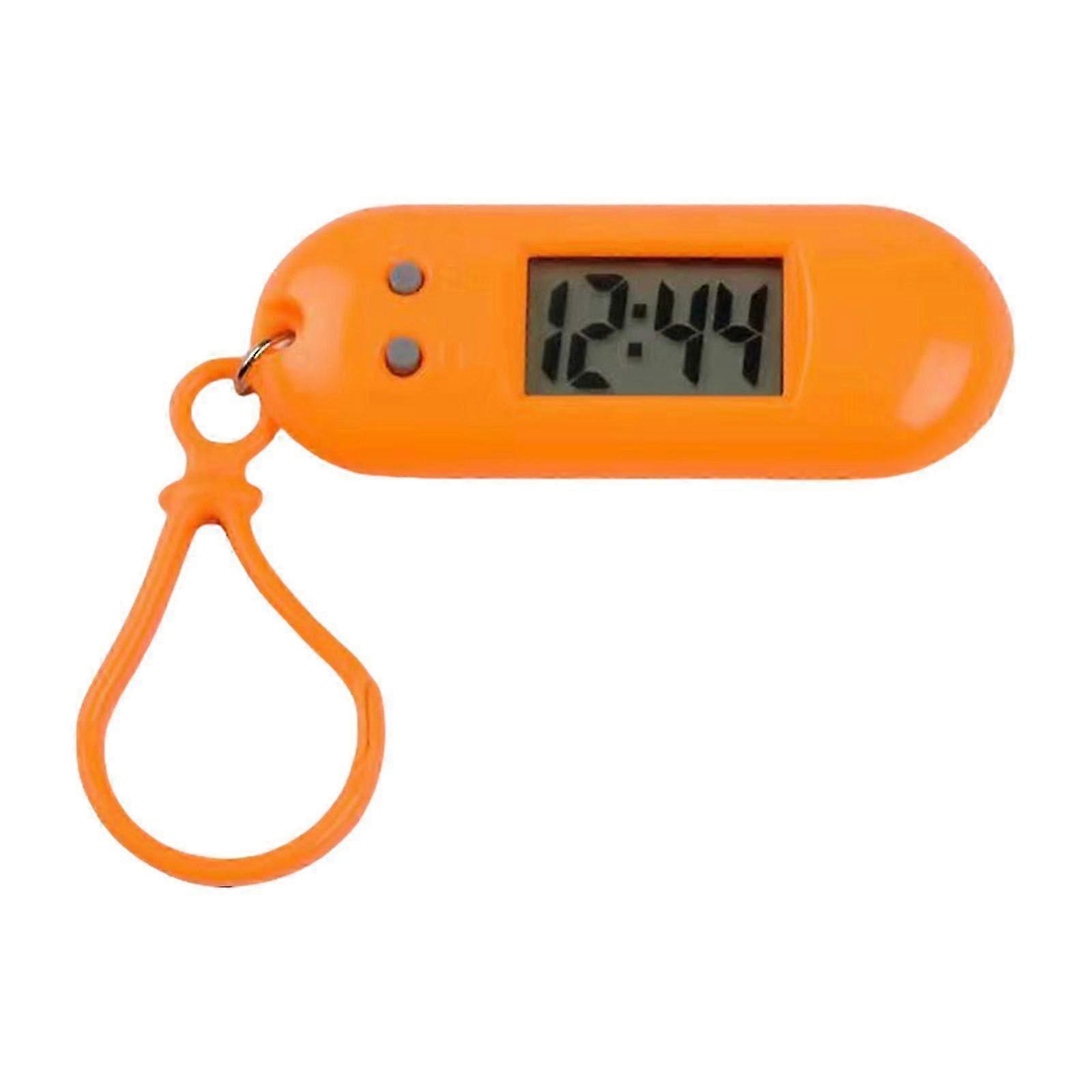 Miniature LED Digital Keychain Pocket Watch Easy Read Clock for Students Kids Portable and Easy to Use Timepiece Orange