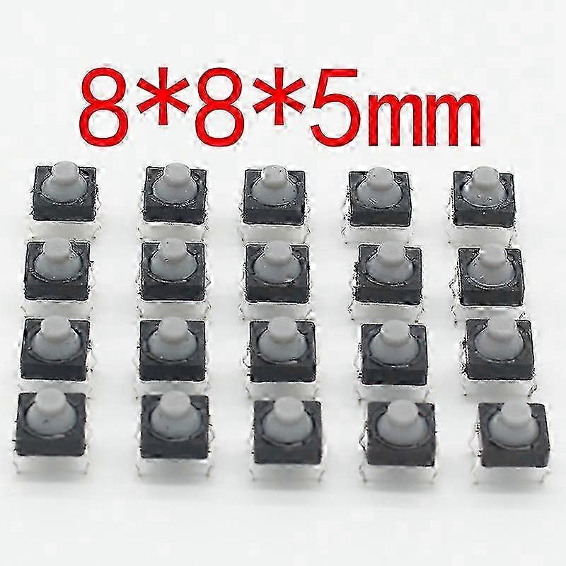 20pcs/lot 8x8x5MM 4PIN G77 Conductive Silicone Soundless Tactile Tact Push Button Micro Switch Self-reset