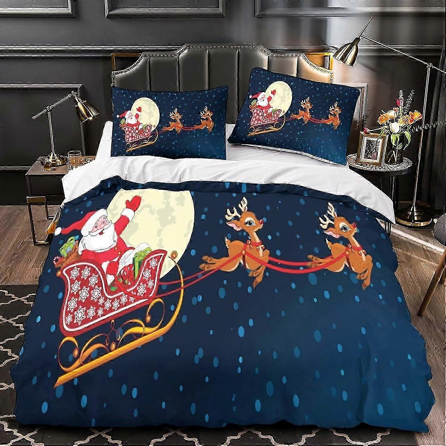 Conjunto de Capa de Edredom com Conjunto de Presente de Natal com Impressão de Natal para Crianças Adolescentes Adultos Capa de Edredom com Fechamento