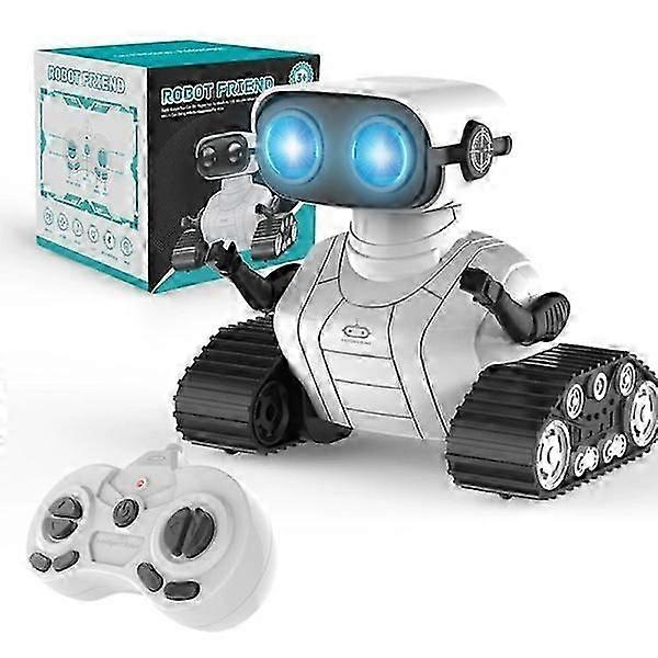 Robot Toys, Rechargeable Kids RC Robots Remote Control Toy with LED Eyes & Music WHITE