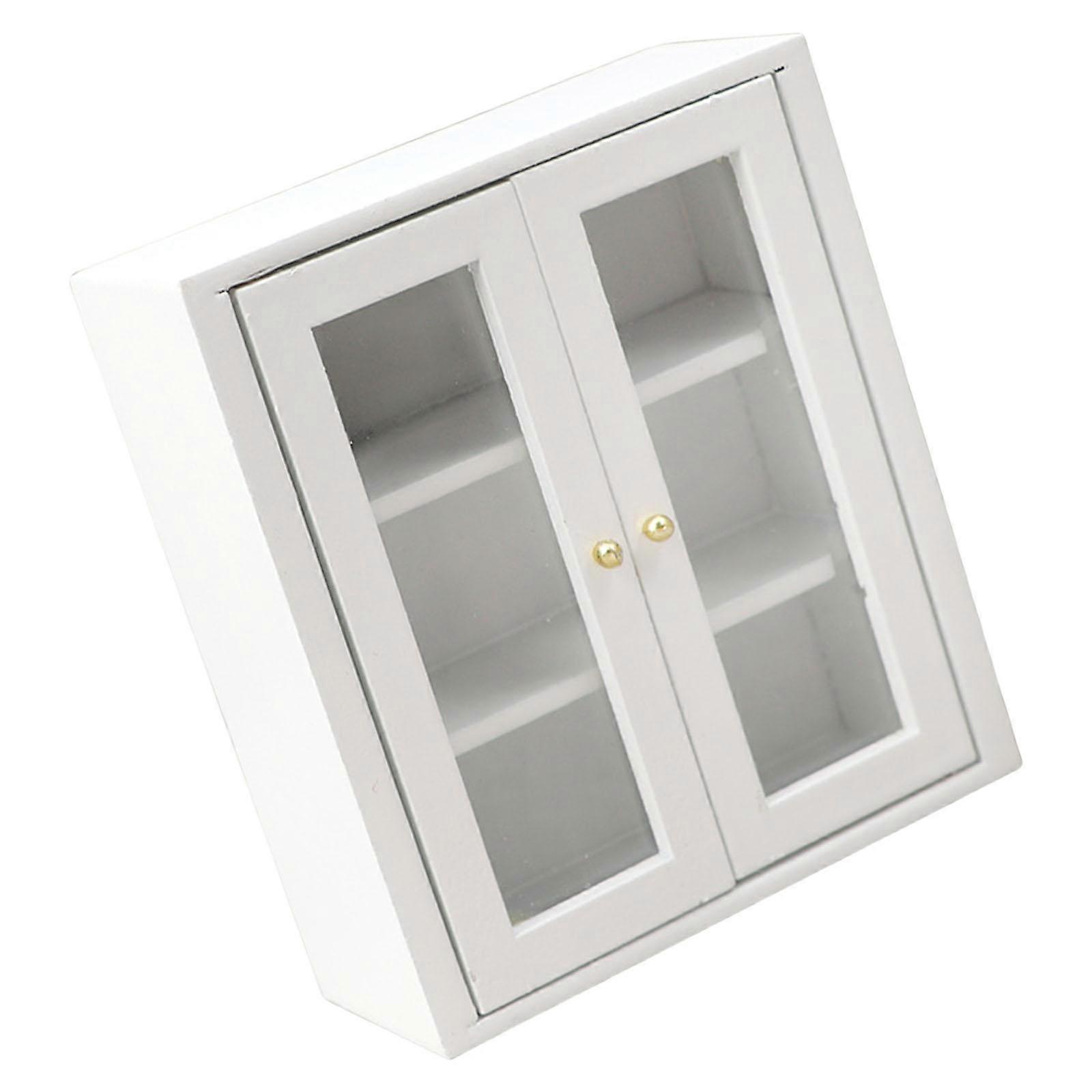 Realistic Wood Shelf Realistic Pretend Play Display Cabinet Model Toy Vintage Display Shelf 1:12 Doll House