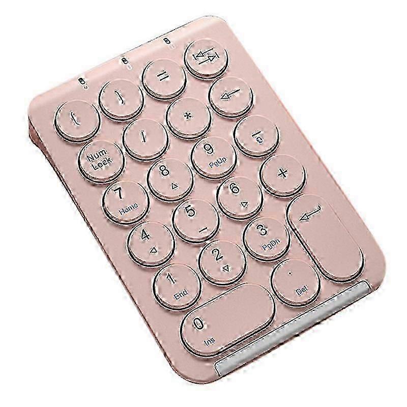 Teclado numérico sem fio Bluetooth, teclado numérico redondo com 22 teclas recarregáveis (rosa)