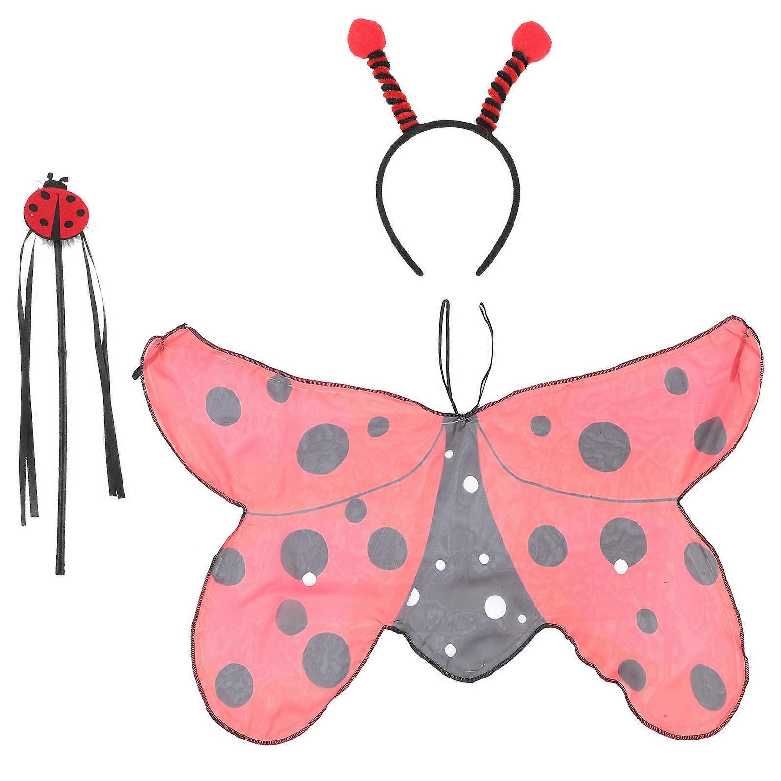 Ladybug Ear Headband Costume Set for Party Cosplay 1Set Pink Polyester