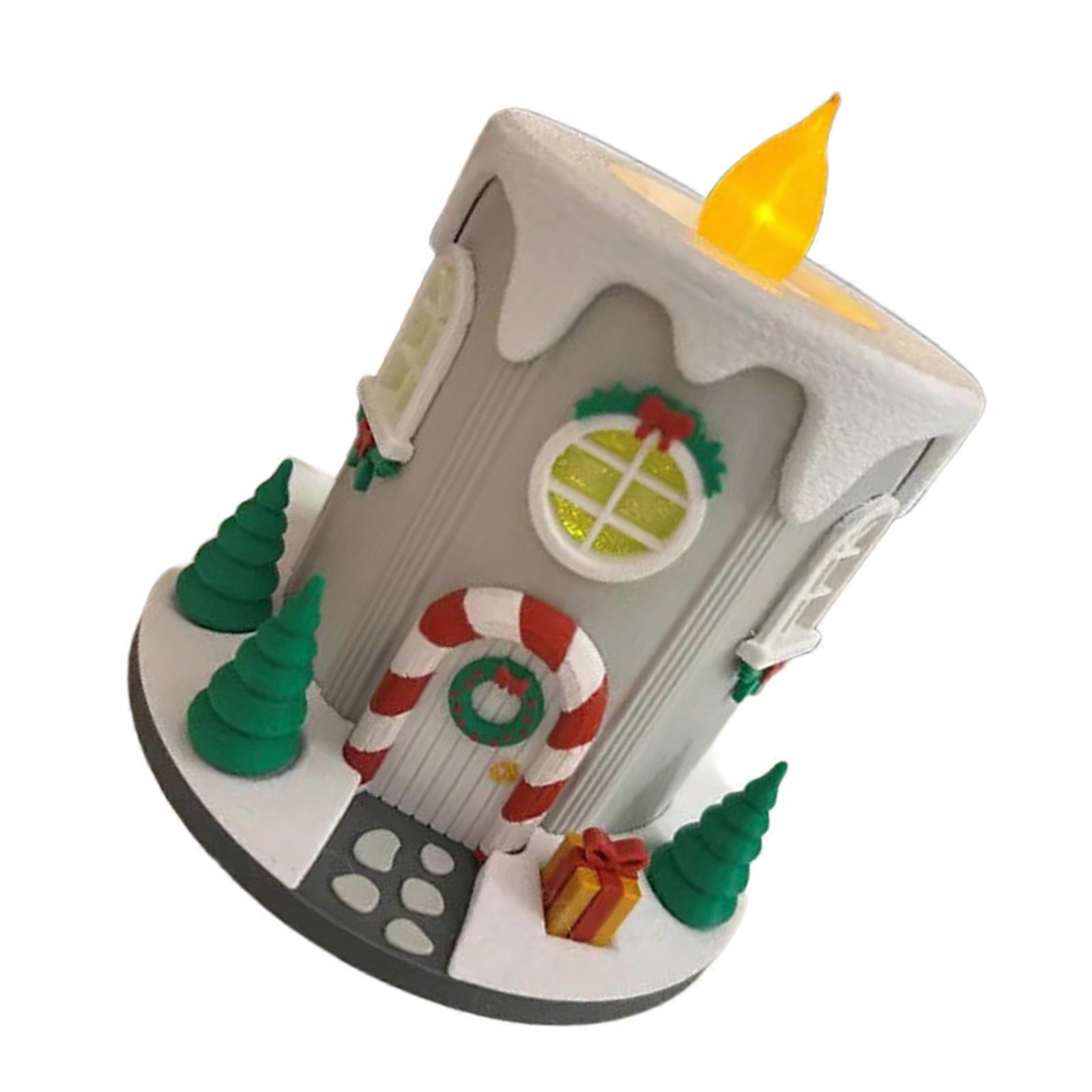 Celebratory Earthenware LED Brightened Cabin Deck Constructed For Creating Mysterious Midwinter Display Arrangements  small White