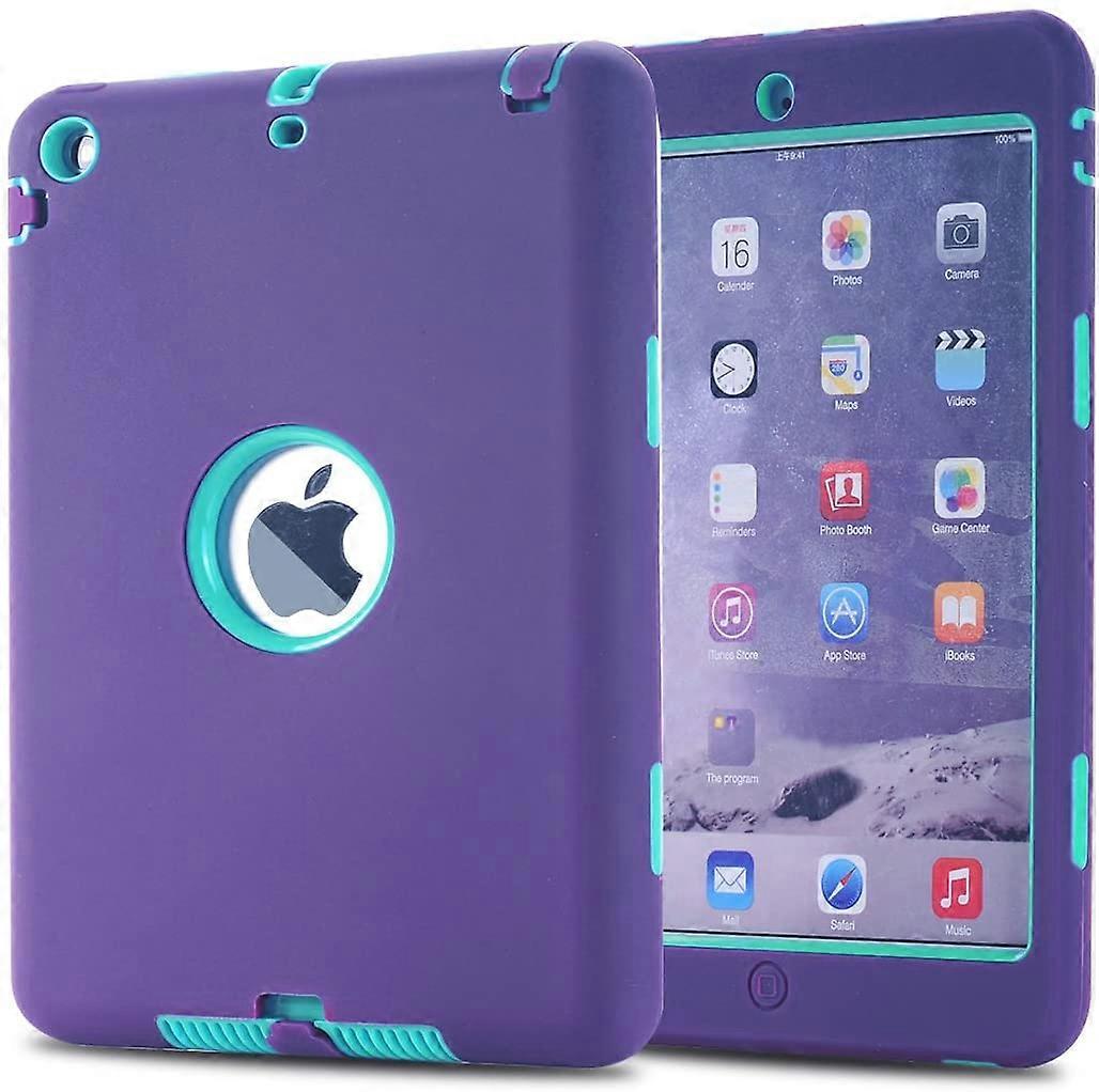 Compatible with iPad Mini Case 3in1 Hybrid Shockproof for compatible with iPad Mini 1 2 3 Gen (Purple/Light)