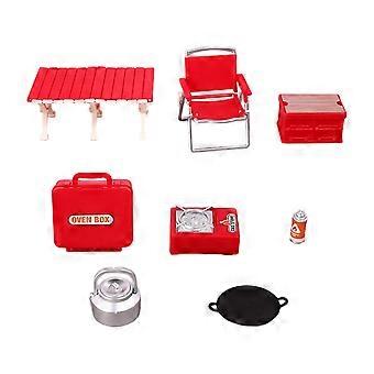 Realistisk miniatyr campingstol bord modell figurin set för dockhus scenografi enkel montering naturtroget design gul