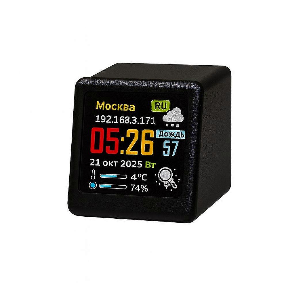Mini Russian WiFi Desktop Animated Weather Clock Gift Creatives Ornament Multi-Functional Weather Station Black