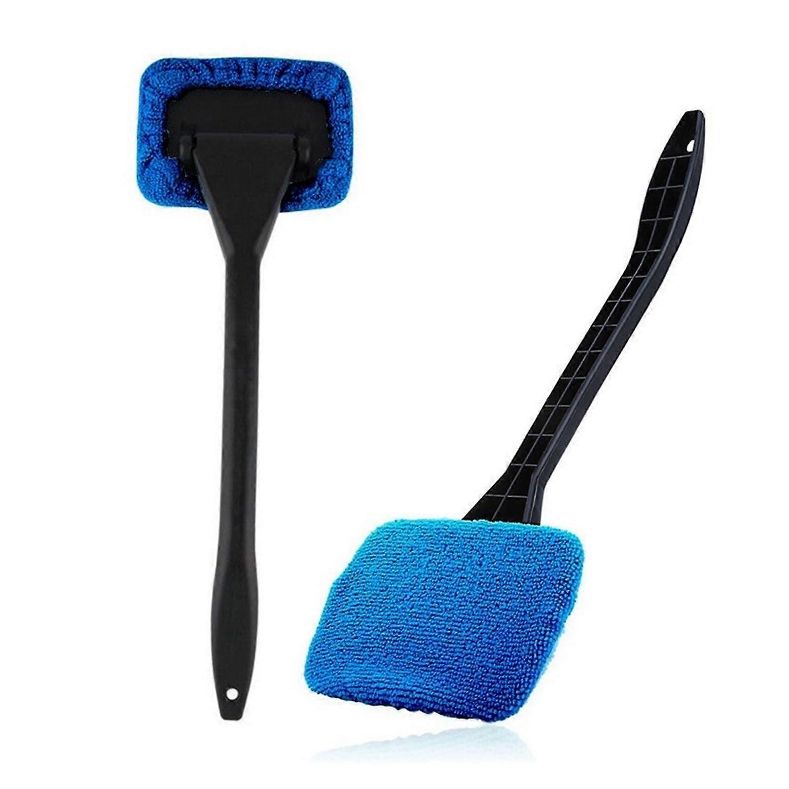 Car Windshield Defogging Brush with Long Handle for Interior Glass Cleaning and Fog Removal (Dark Blue)