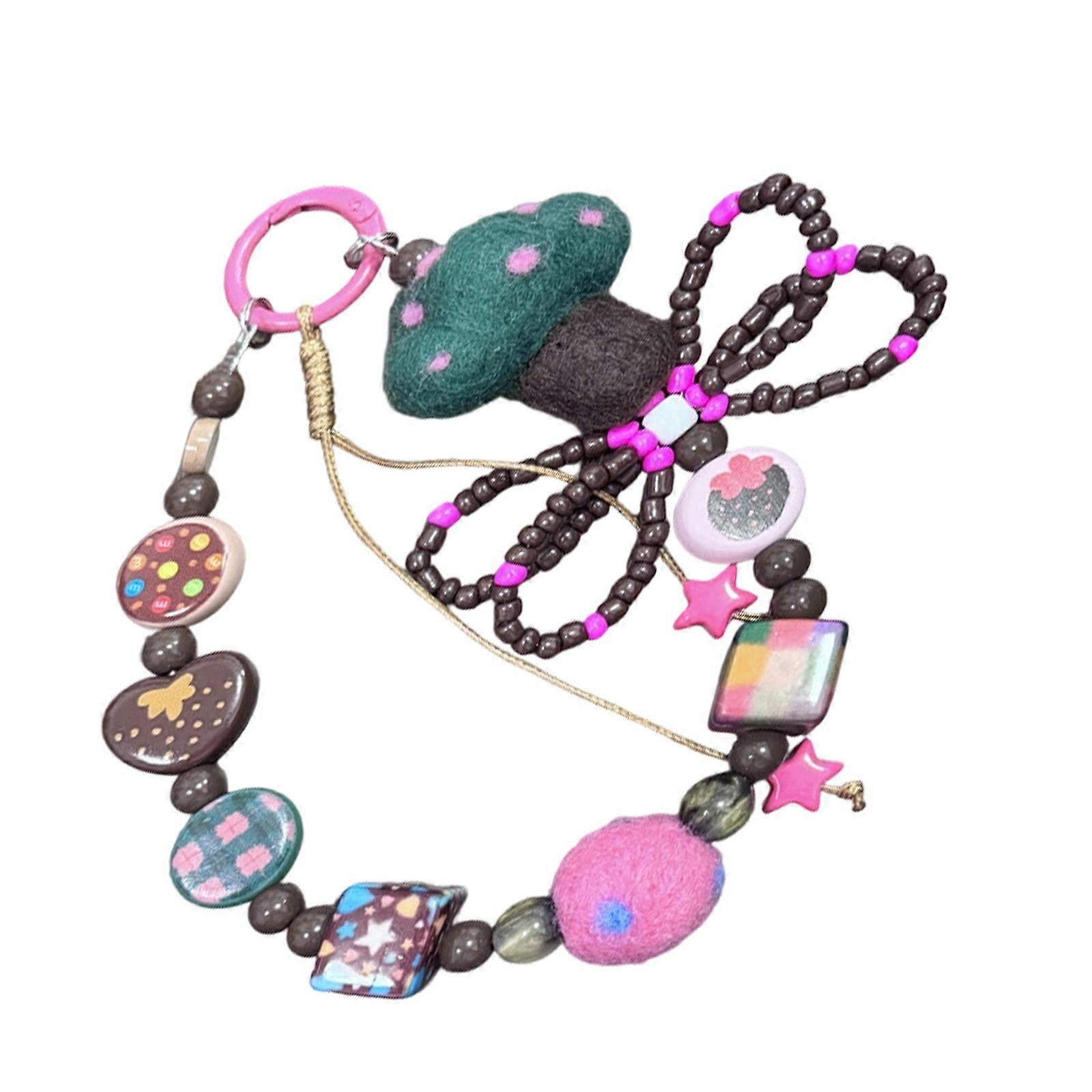 Mushroom Shaped Keychain Bag Accessory Felt Phone Chain Lightweight Decoration For Practical Styling Multicolor