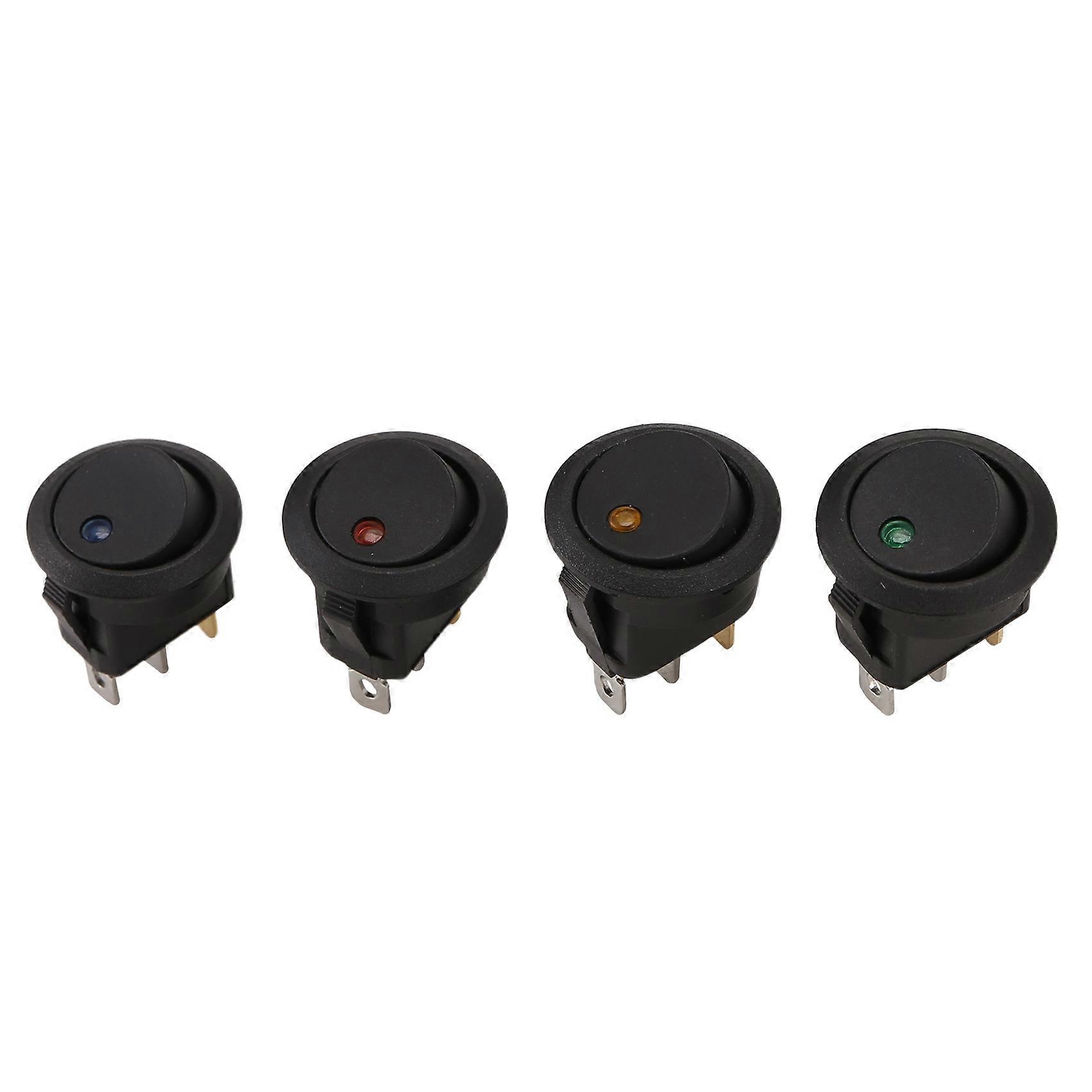24Pcs Round Dot Rocker Toggle Switch 20A 12V DC On/Off Control for Car or Boat with LED Light