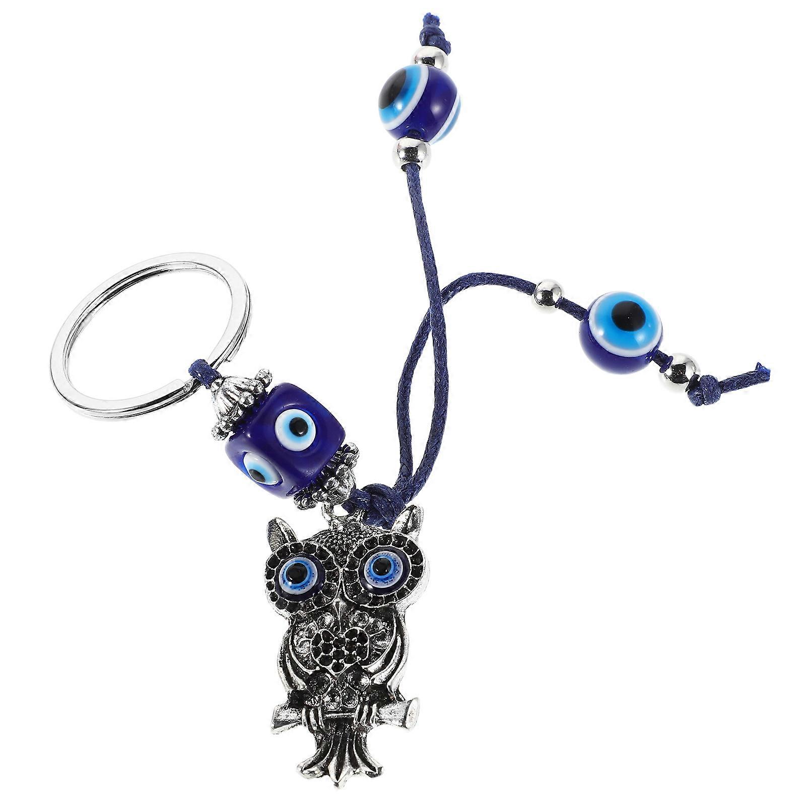 Bag Pendant Keychain Owl Shape Unique Keychains Glass And Pu Material For Handbags 1Set