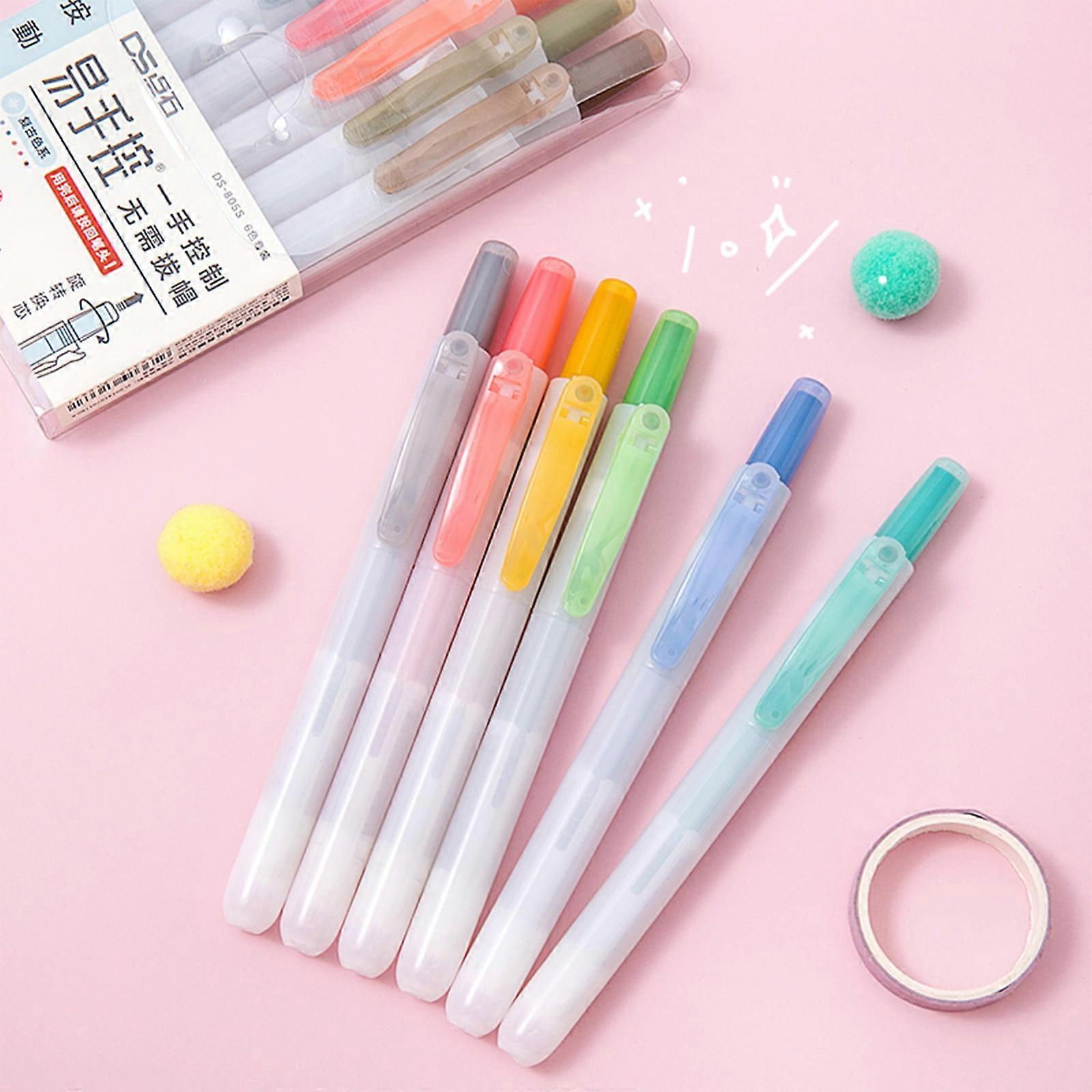 Txmfgh Beautiful And Lovely Highlighter Mild Variety Of Colors, With Soft Tip, Non-permeating Color Quick Drying Easy To Hold, 6 Sets，90ml