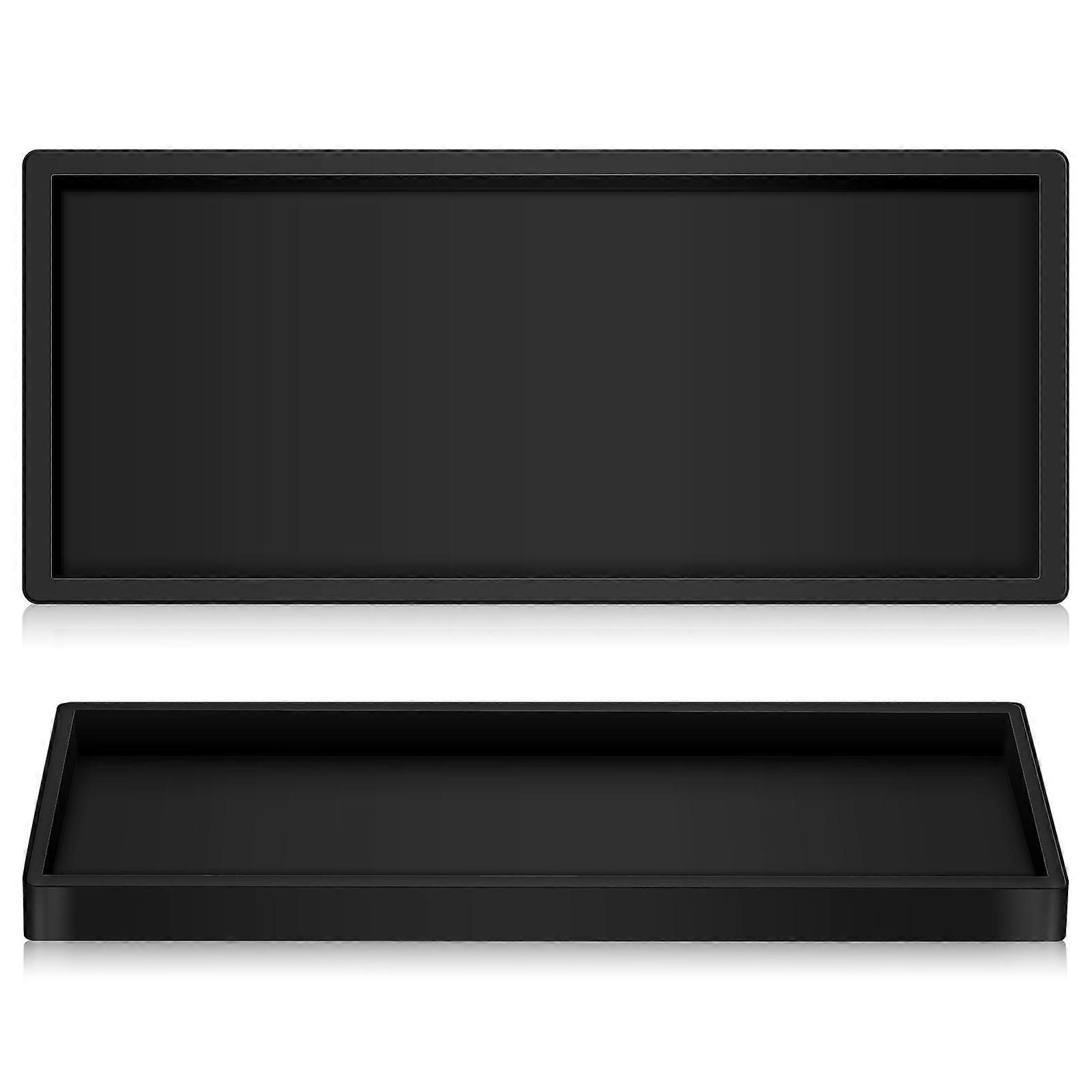 Bathroom Vanity Tray for Decoration Black Silicone 2Pcs Set