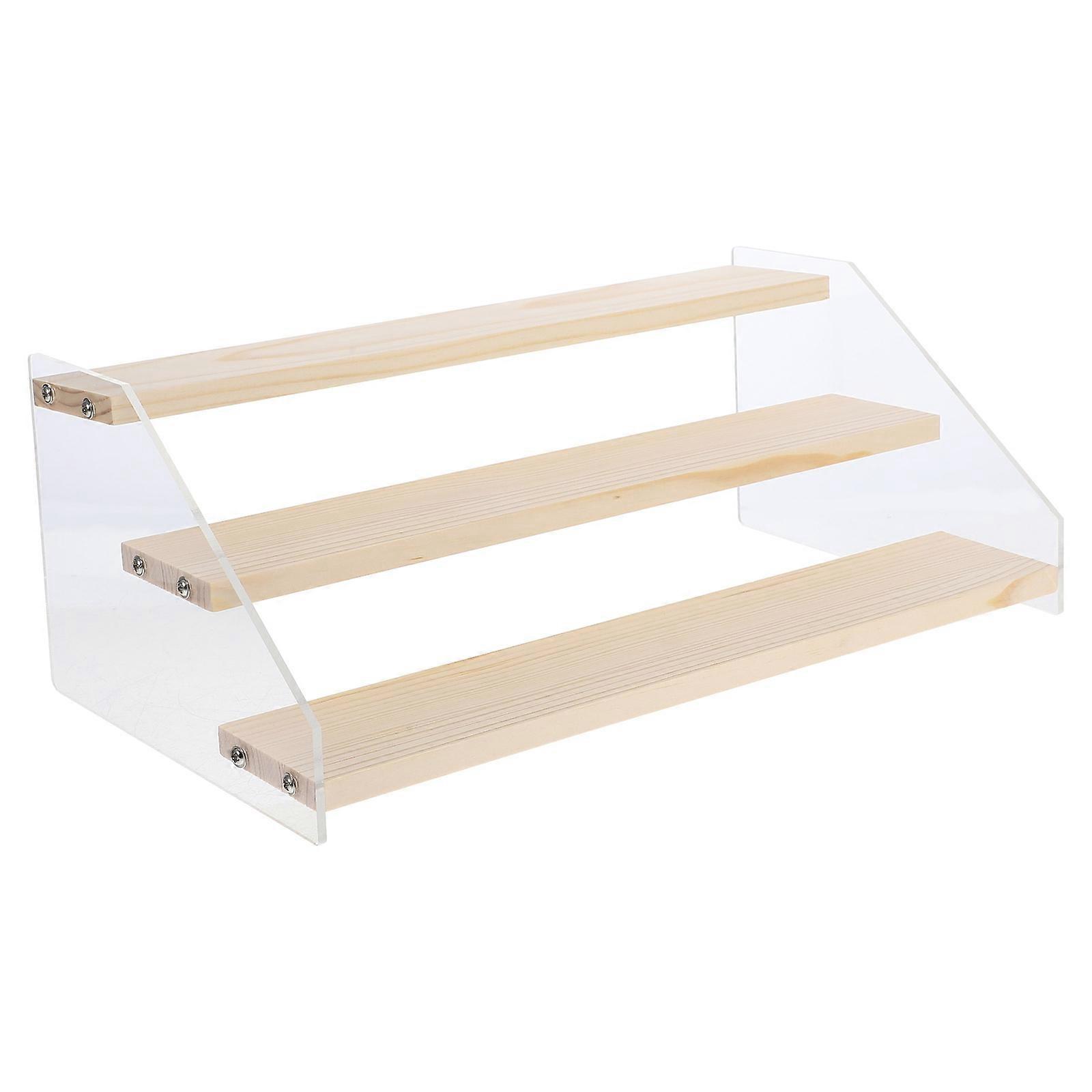 Transparent Tiered Display Stand for Dolls Figures with Durable Construction and Compact Desktop Size Assorted Color