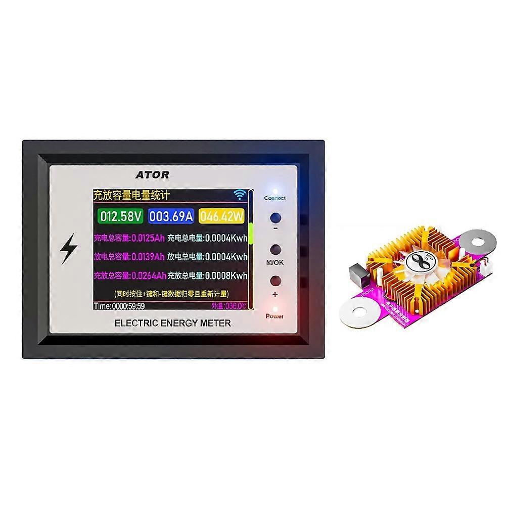 Battery Capacity Tester WiFi Coulomb Meter 500A Volt-Ammeter Power Battery Monitor with 80A Relay for 0-420V Battery