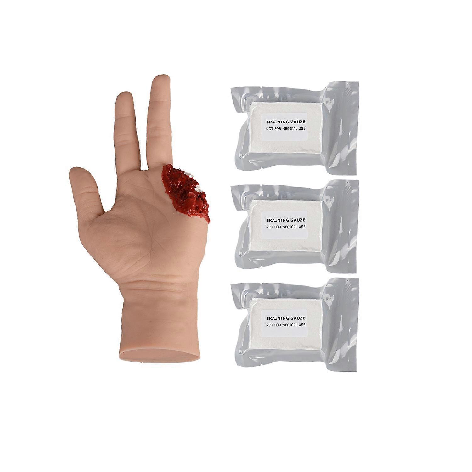 Silicone Hand Amputated Wound Simulator Basic Amputation Finger Trauma Wound Care Palm Model