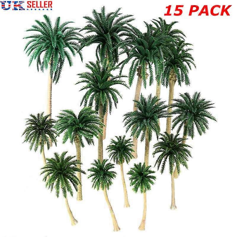 NUOLUX 15pcs Scenery Model Coconut Palm Trees HO N Z Scale