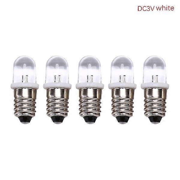 5pcs E10 LED Bulb DC 3V 4.5V Instrument Bulb Indicator Lamp Fla white DC3V