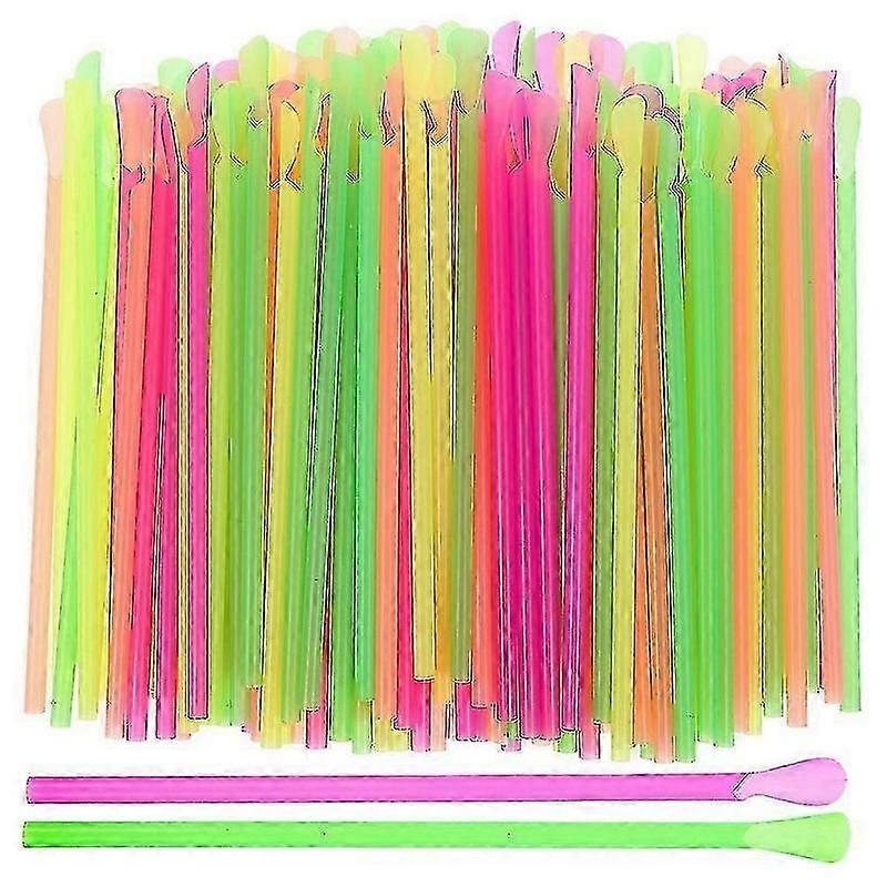 straws with spoon disposable 400pcs for ice cream