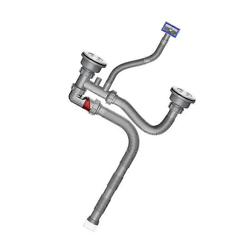 Double 110mm Untarnished Sink Drainpipe Set Tall Low Cup Configuration Space Efficient Plan Multicolor