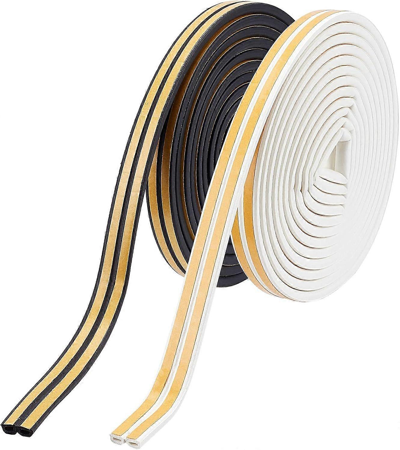 2 Rolls 2 Colors Rubber Stripping Seal Strip for Doors 4mm Self-Adhesive Rubber Seal Strip Foam Weather Stripping for Window Insulation Sound Proof Ad