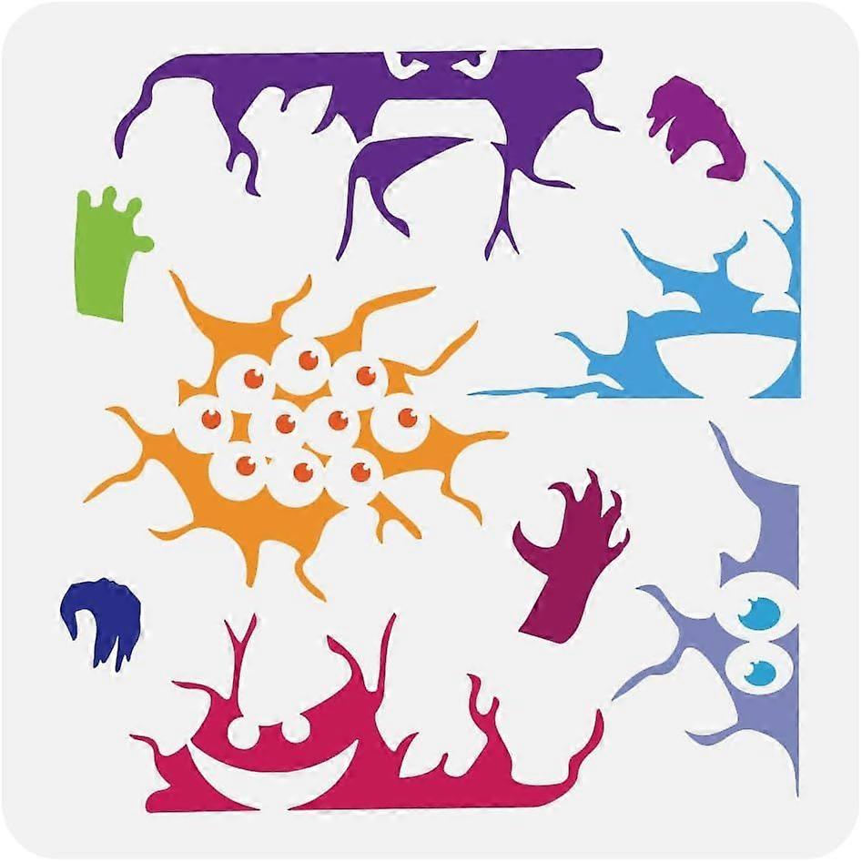 Cracks Stencil 11.8x11.8 inch Ground Hole Wall Cracks Stencil Plastic Peeping Monster Irregular Crack Patterns Stencil Reusable DIY Art Craft Stencils