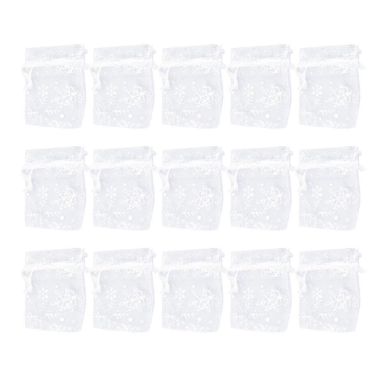 Drawstring Pouches for Chocolate Silver Snowflake Gift Bags for Storage 200Pcs