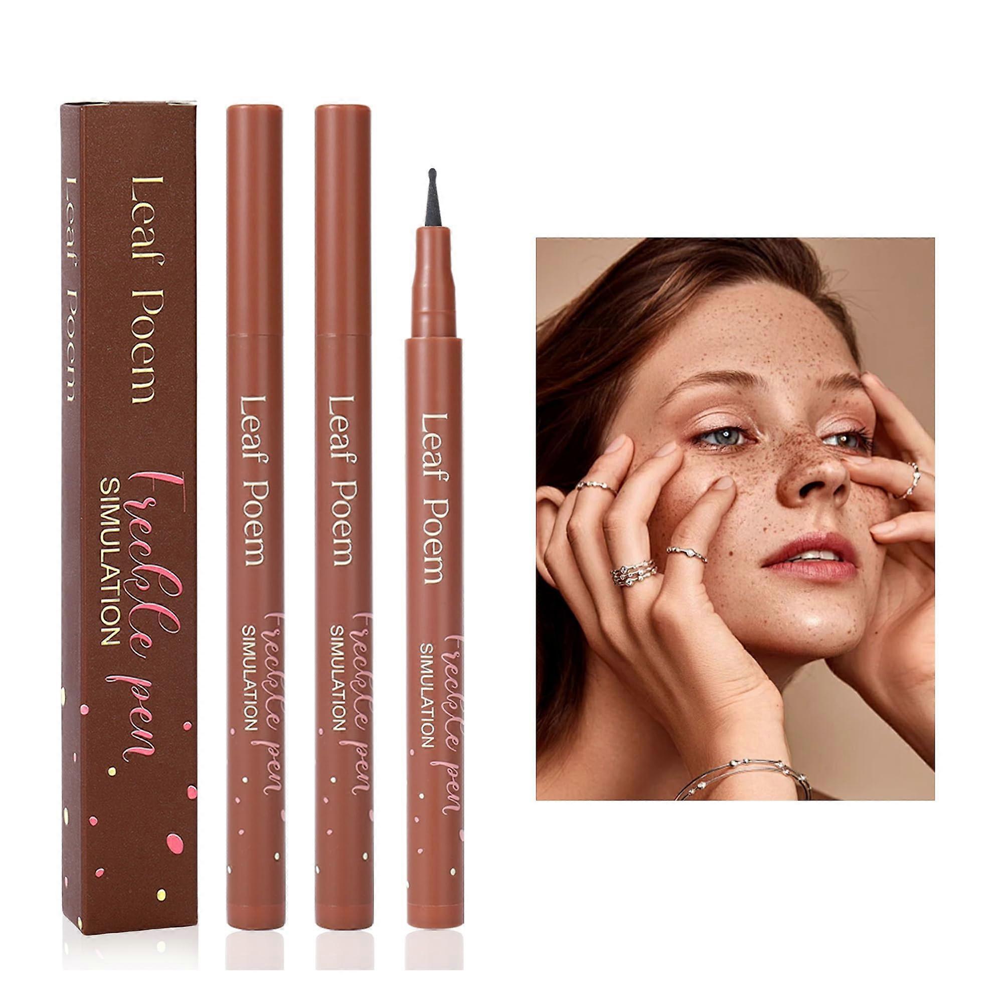 Freckle Pen Waterproof Long Lasting for Natural Sunkissed Look, Precise Tip, 2 Pack Coffee Brown