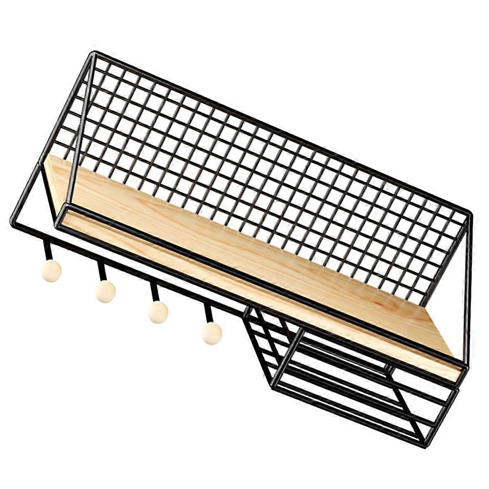 Wall Floating Shelf with Hook for Storage Use Decorative Bedroom Organizer