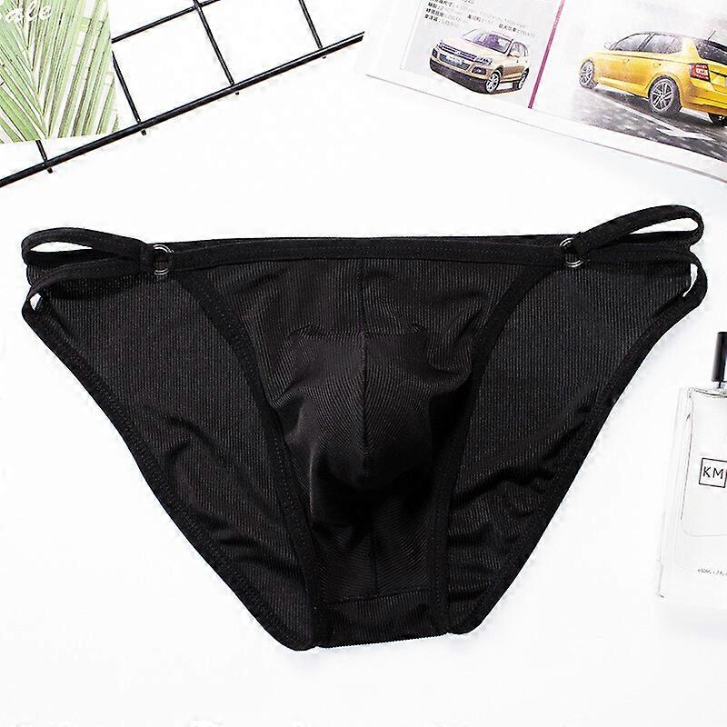 Men Ultra-thin Ice Silk Underwear Low Waist High Fork Briefs Solid Underpants