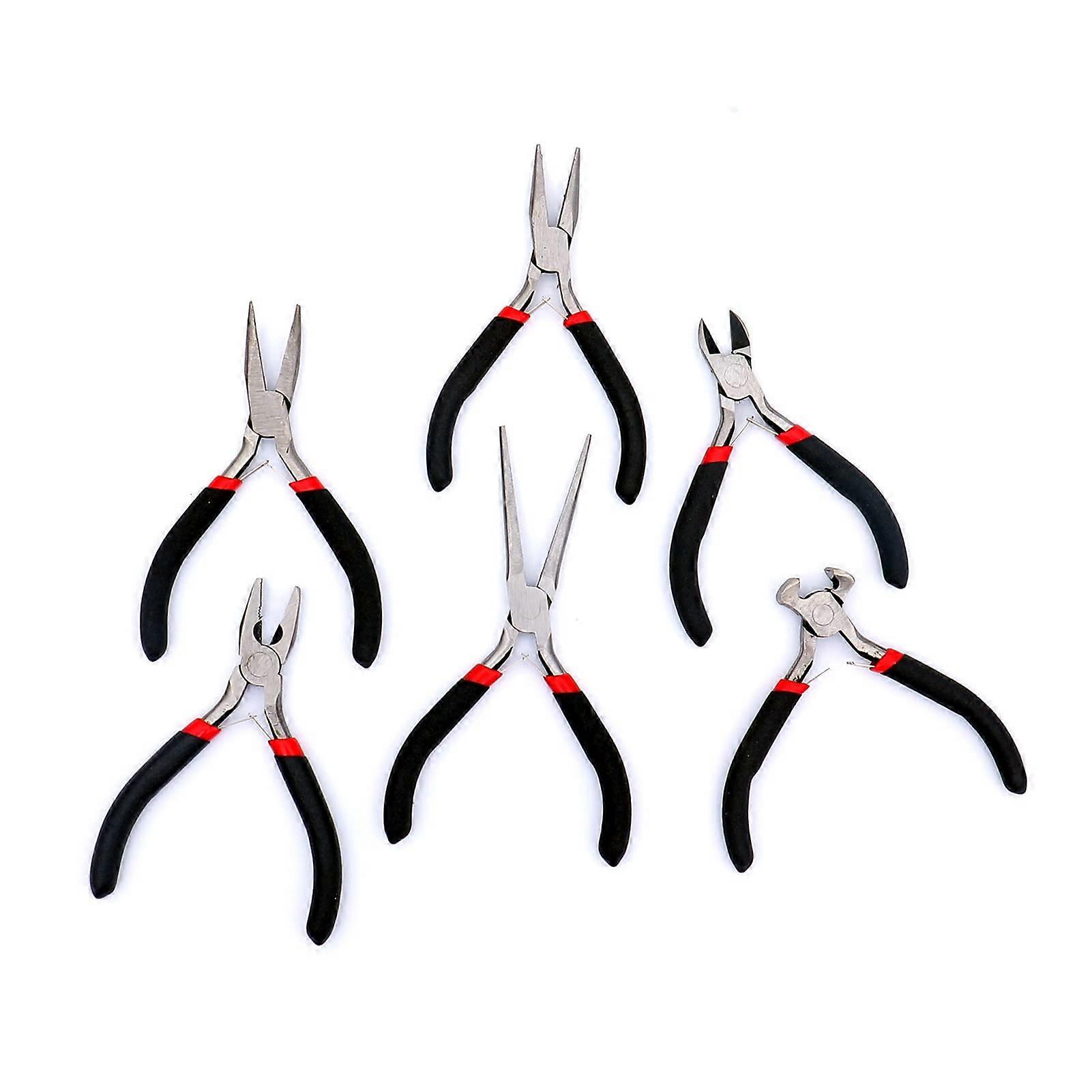 6 PCS Mini Pliers Set for Jewelry Making and Electronics , Ergonomic Grip Tools