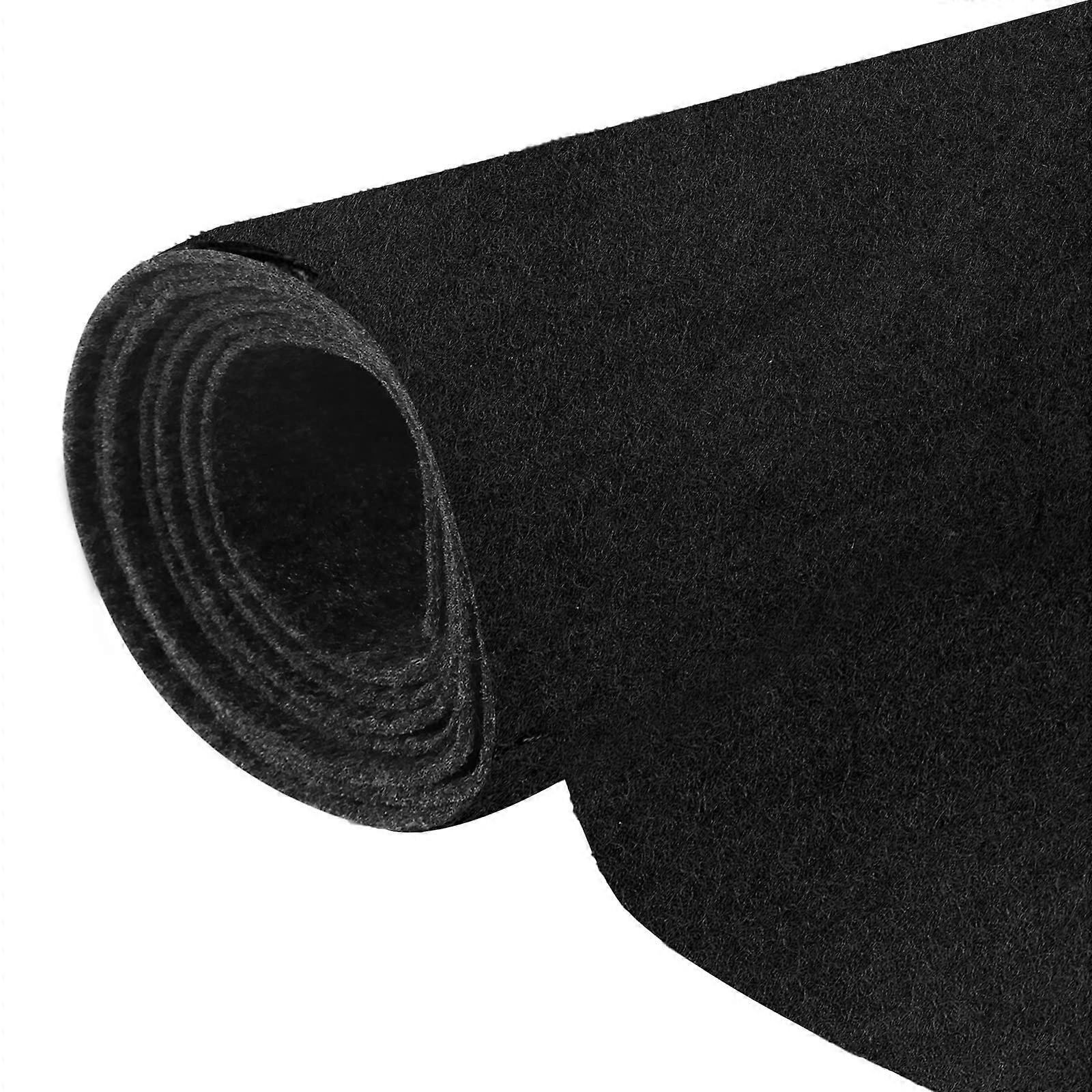 Black Polyester Felt Fabric Car Carpet Material, Stain and Wear Resistant, Easy to Cut for Automotive, Marine, RV and Speaker Box Upholstery