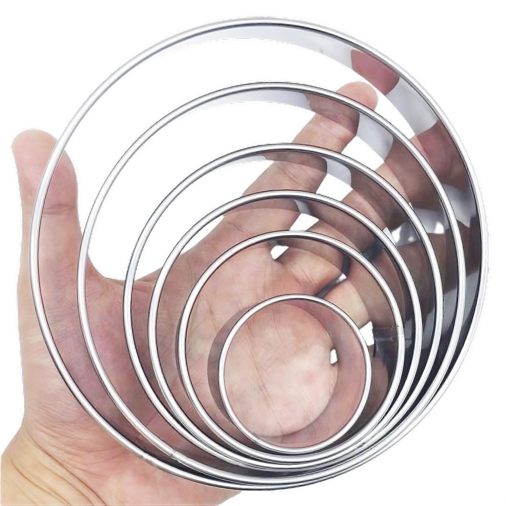 Round Cookie Cutter Set 6 Sizes Stainless Steel Biscuit Cutters for Baking with Safe Smooth Edges