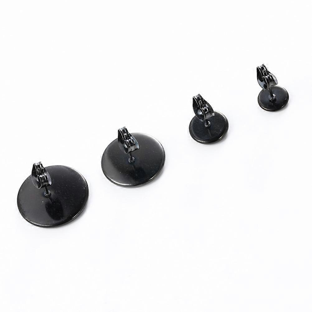 DIY Earring Making Supplies with Black Stainless Steel Ear Studs 10MM Round Base and Ear Stopper for Jewelry Crafts