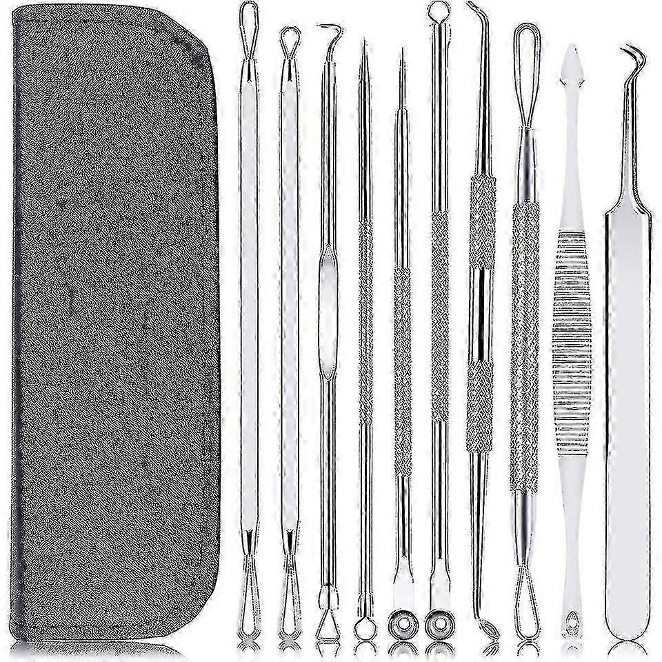 Blackhead Remover Pimple Tool Kit 10 Pcs, Comedone Pimple(silver)