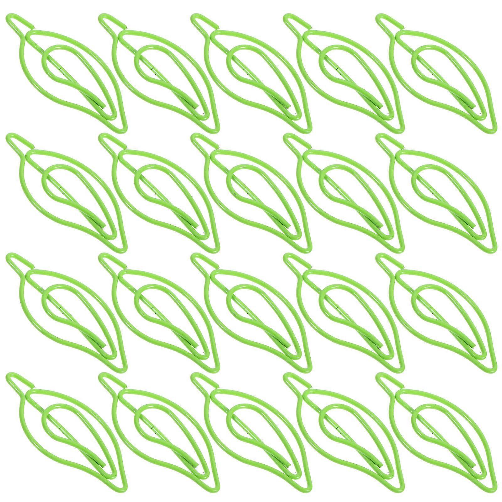 Green Leaf Shaped Paper Clips for Office Document Clips 30Pcs Metal Paperclips