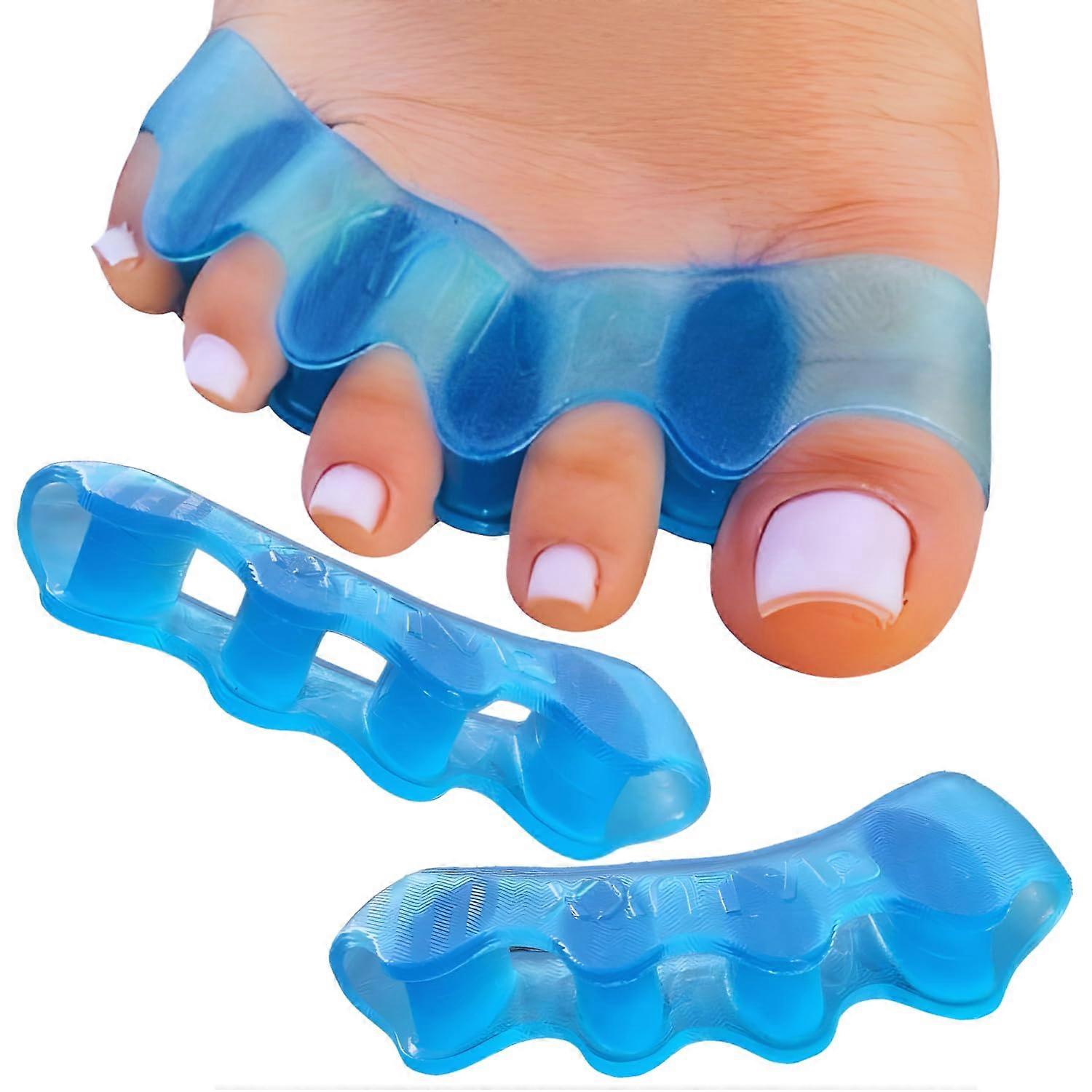 Toe Separator and Bunion Corrector with Gel Cushion for Overlapping Toes Foot Alignment, Blue 2PC